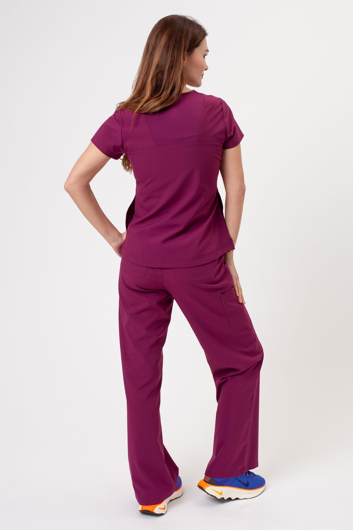 Women's Maevn Momentum Round Neck scrub top wine-8