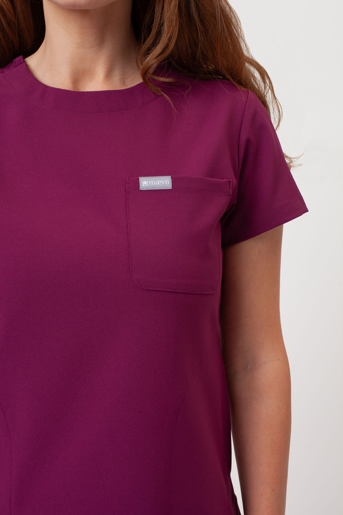 Women's Maevn Momentum Round Neck scrub top wine-5