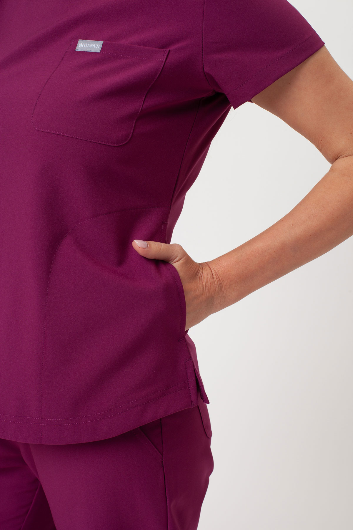 Women's Maevn Momentum Round Neck scrub top wine-6