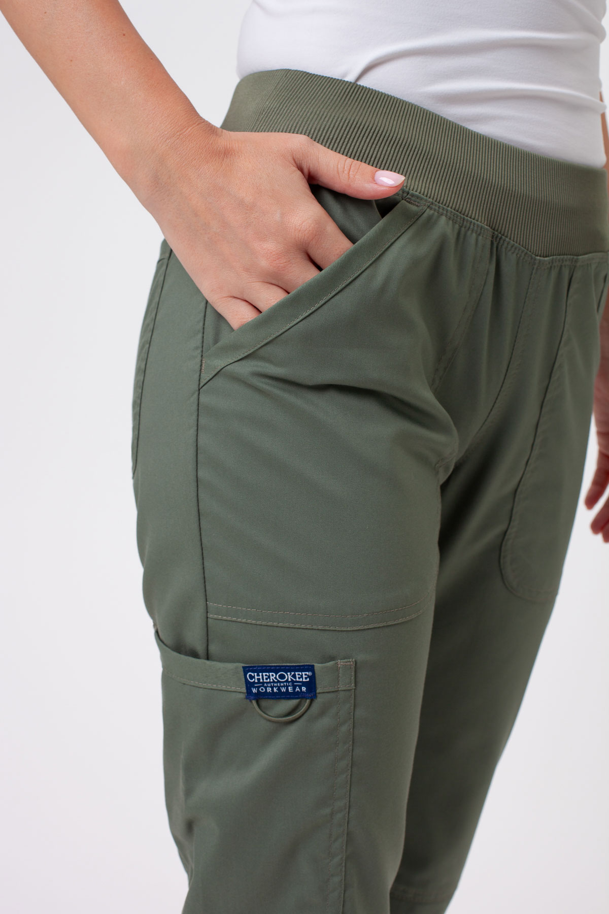 Women’s Cherokee Revolution Straight Leg scrub trousers olive-3