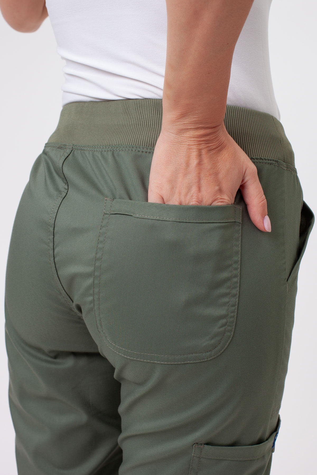 Women’s Cherokee Revolution Straight Leg scrub trousers olive-4