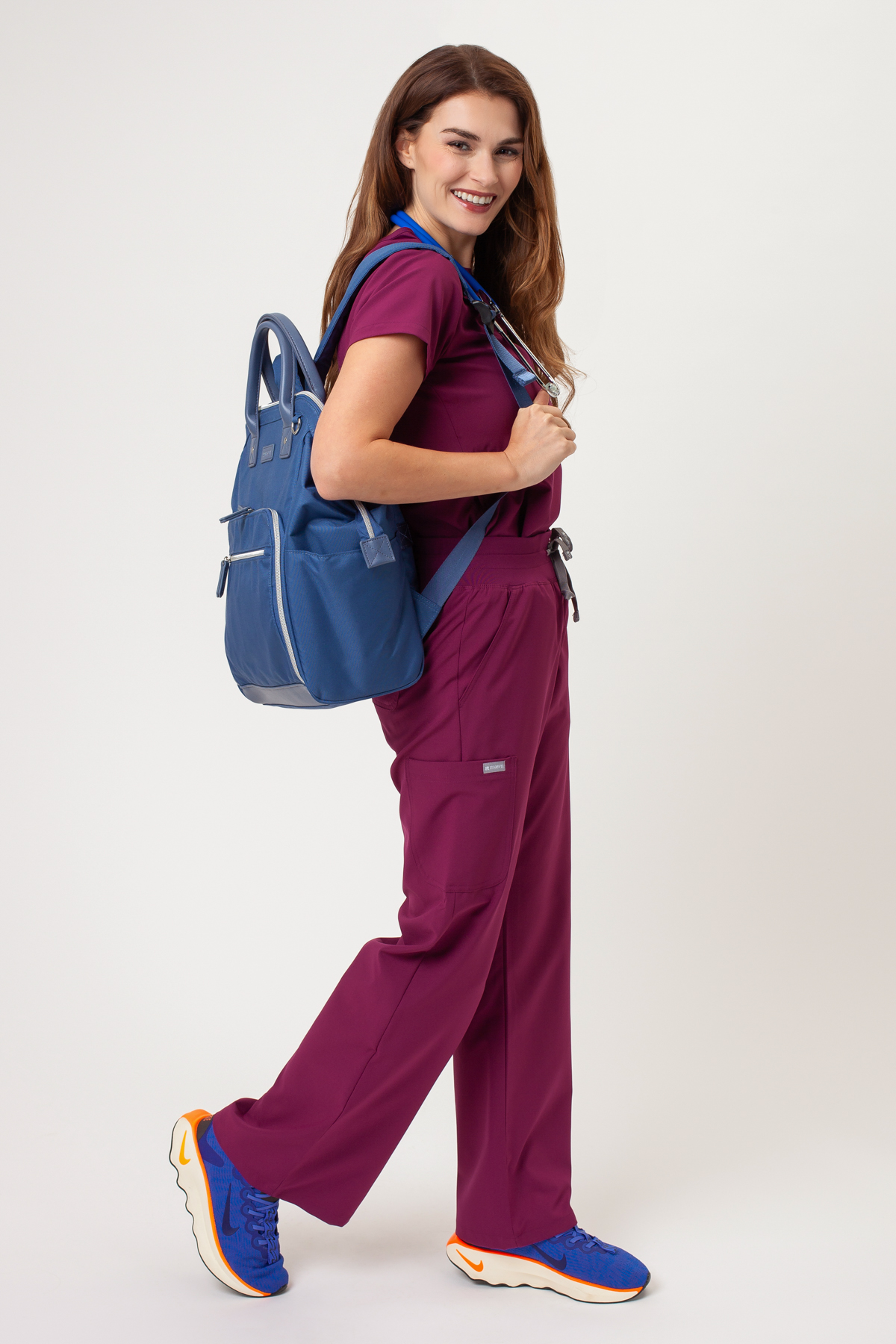 Women's Maevn Momentum Round scrubs set wine-1