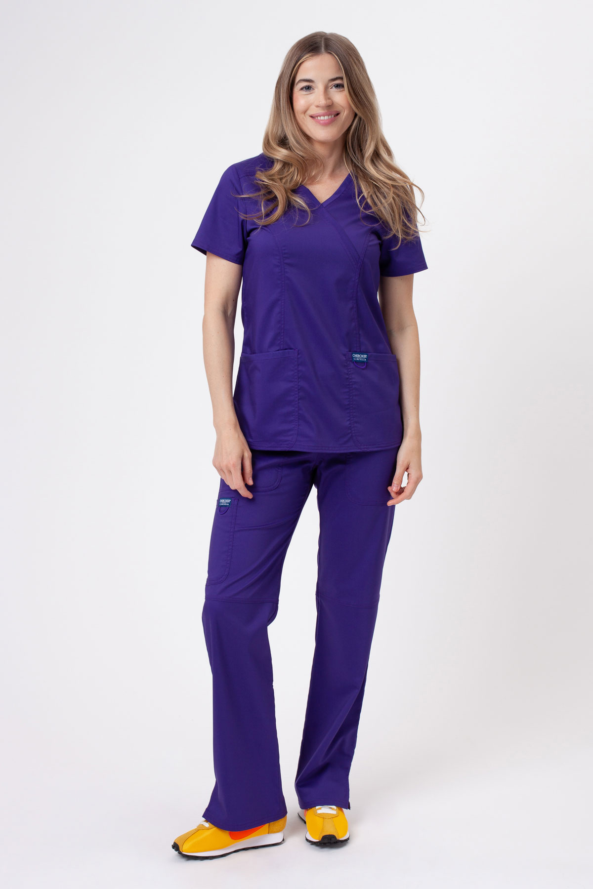 Women's Cherokee Revolution Straight scrubs set grape-1