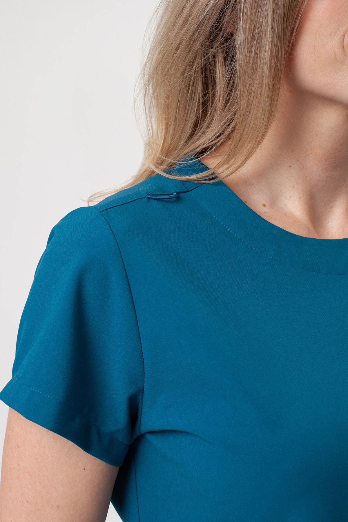 Women's Maevn Momentum Round Neck scrub top caribbean blue-3