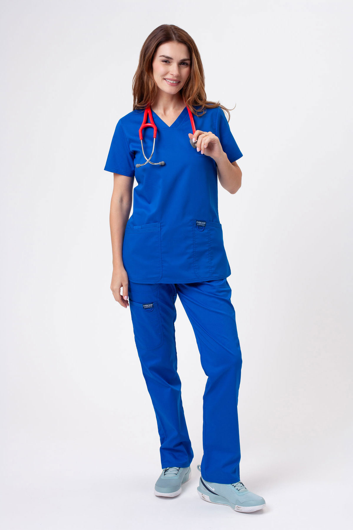 Women’s Cherokee Revolution Straight Leg scrub trousers royal blue-1