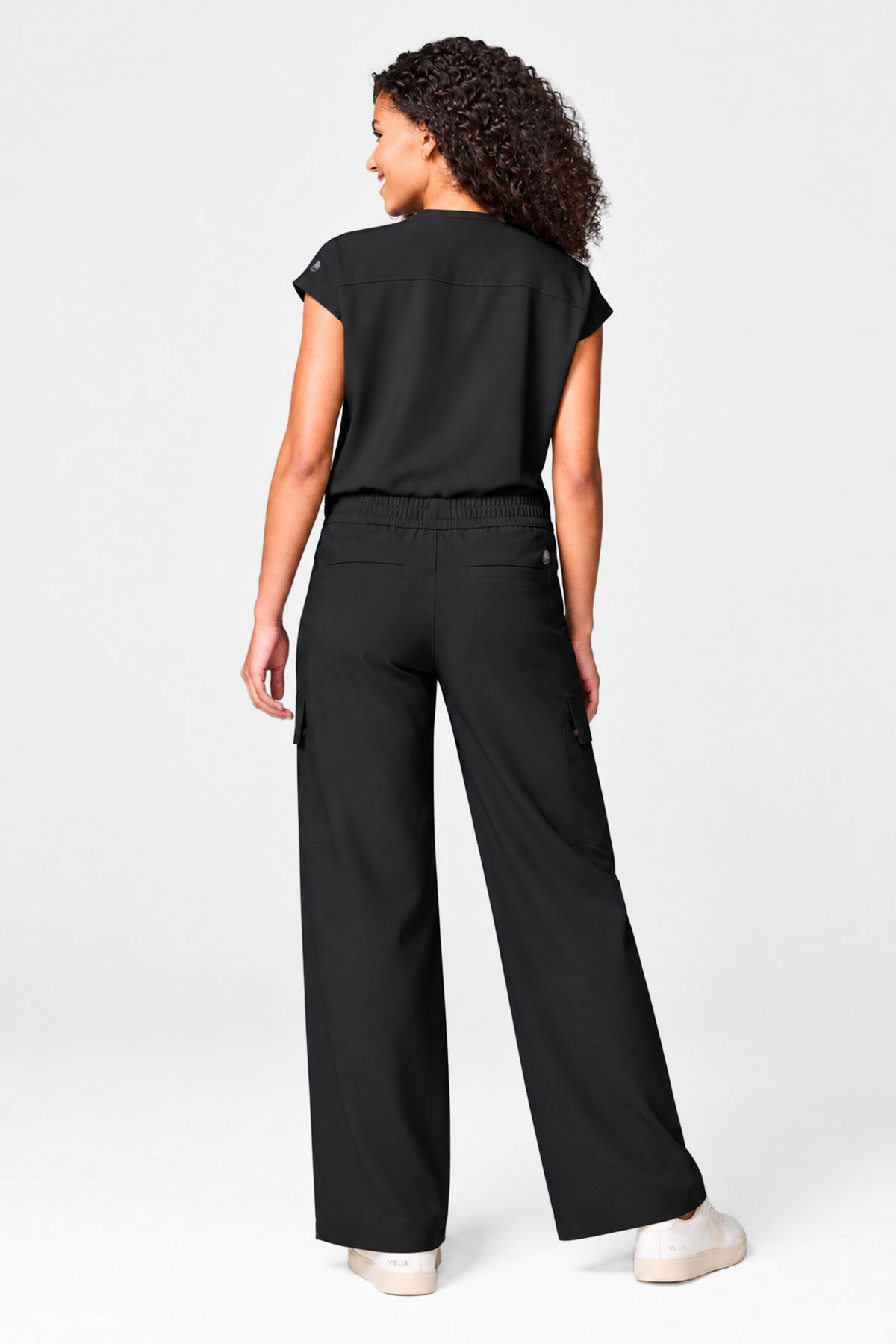 Women's Healing Hands Quest Collar scrub set black-1