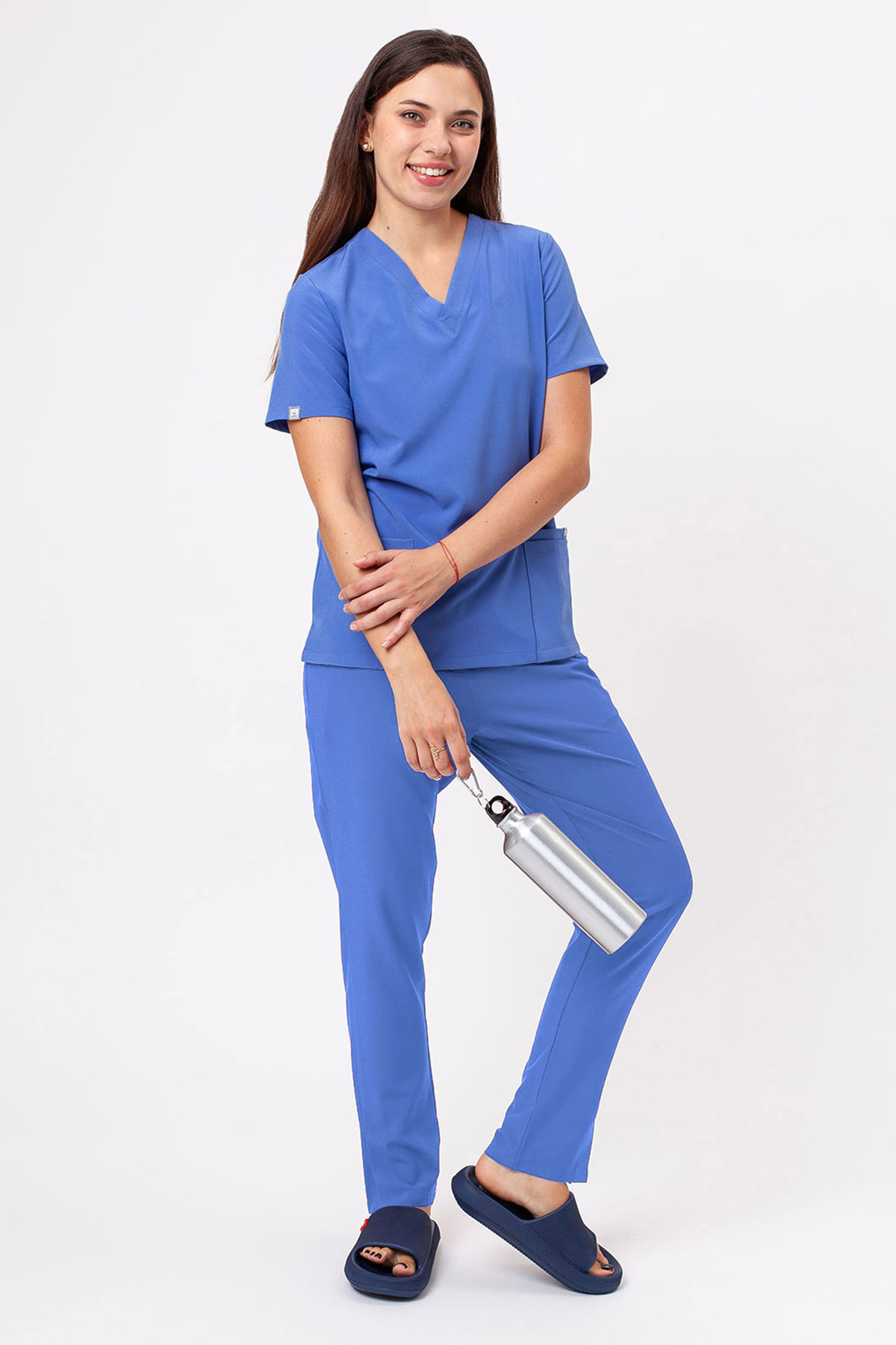 Women's Sunrise Move Line scrub trousers ceil blue-6