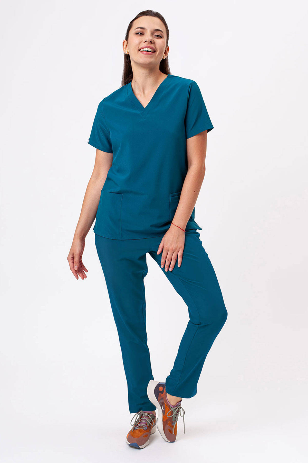 Women's Sunrise Move Line scrub set caribbean blue-1
