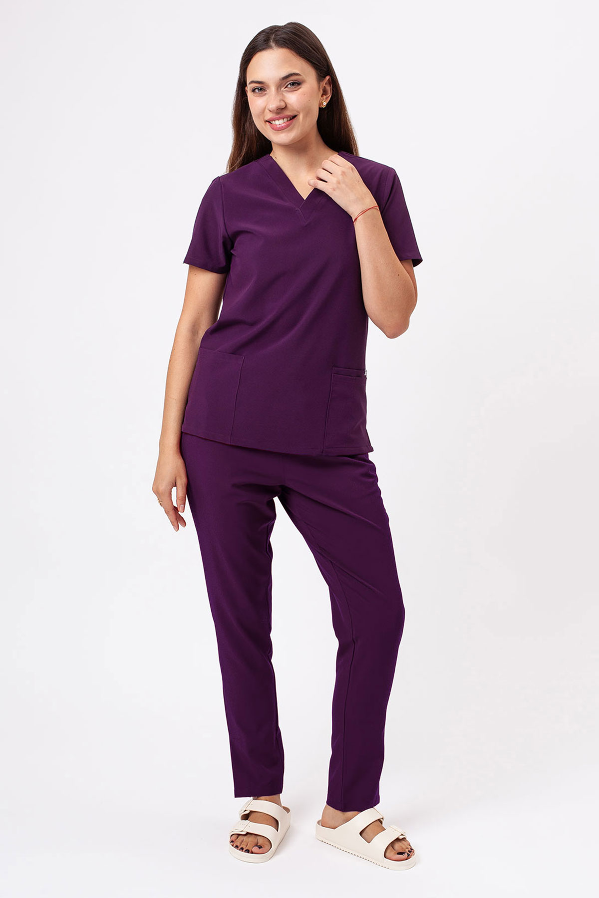 Women's Sunrise Move Line scrub trousers eggplant-2