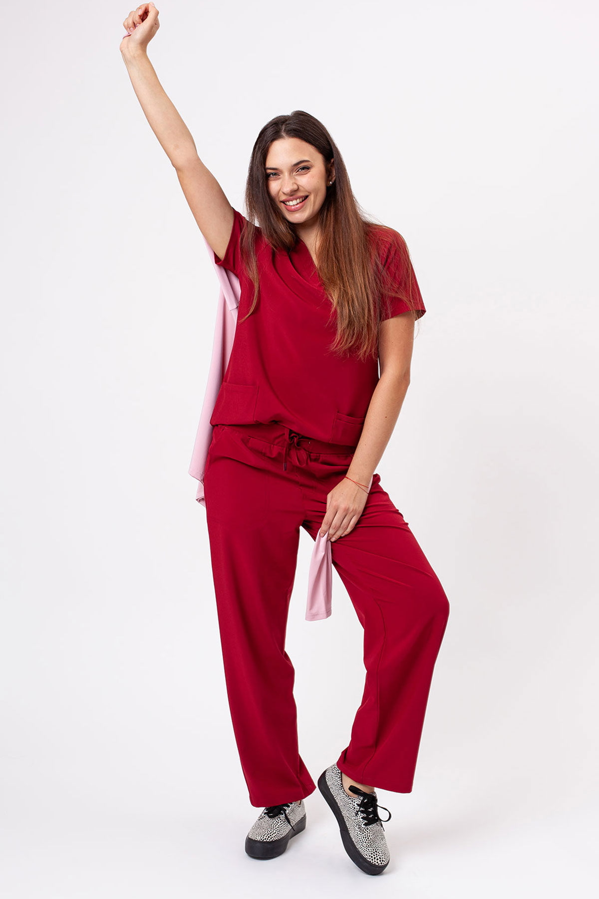 Women's Sunrise Move Zen scrub trousers burgundy-6