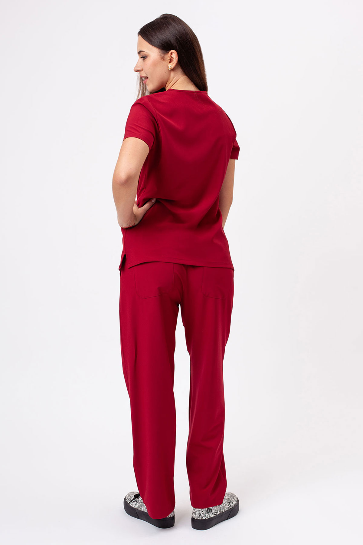Women's Sunrise Move Zen scrub trousers burgundy-2