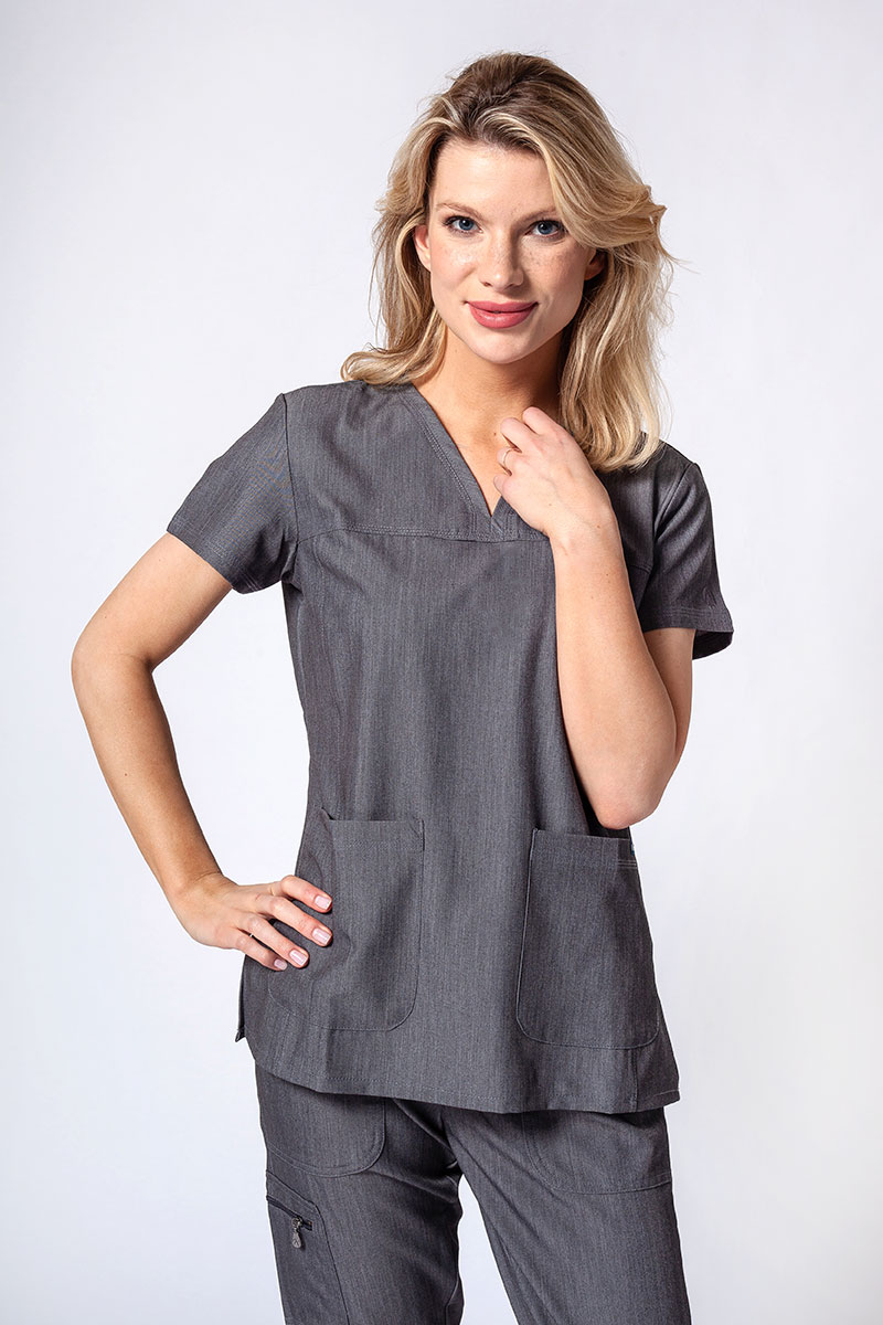 Adar Uniforms scrubs set Ultimate (with Sweetheart top – elastic) heather gray-2
