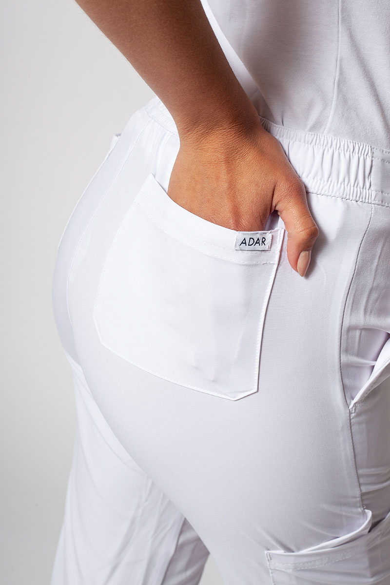 Women’s Adar Uniforms Skinny Leg Cargo scrub trousers white-4