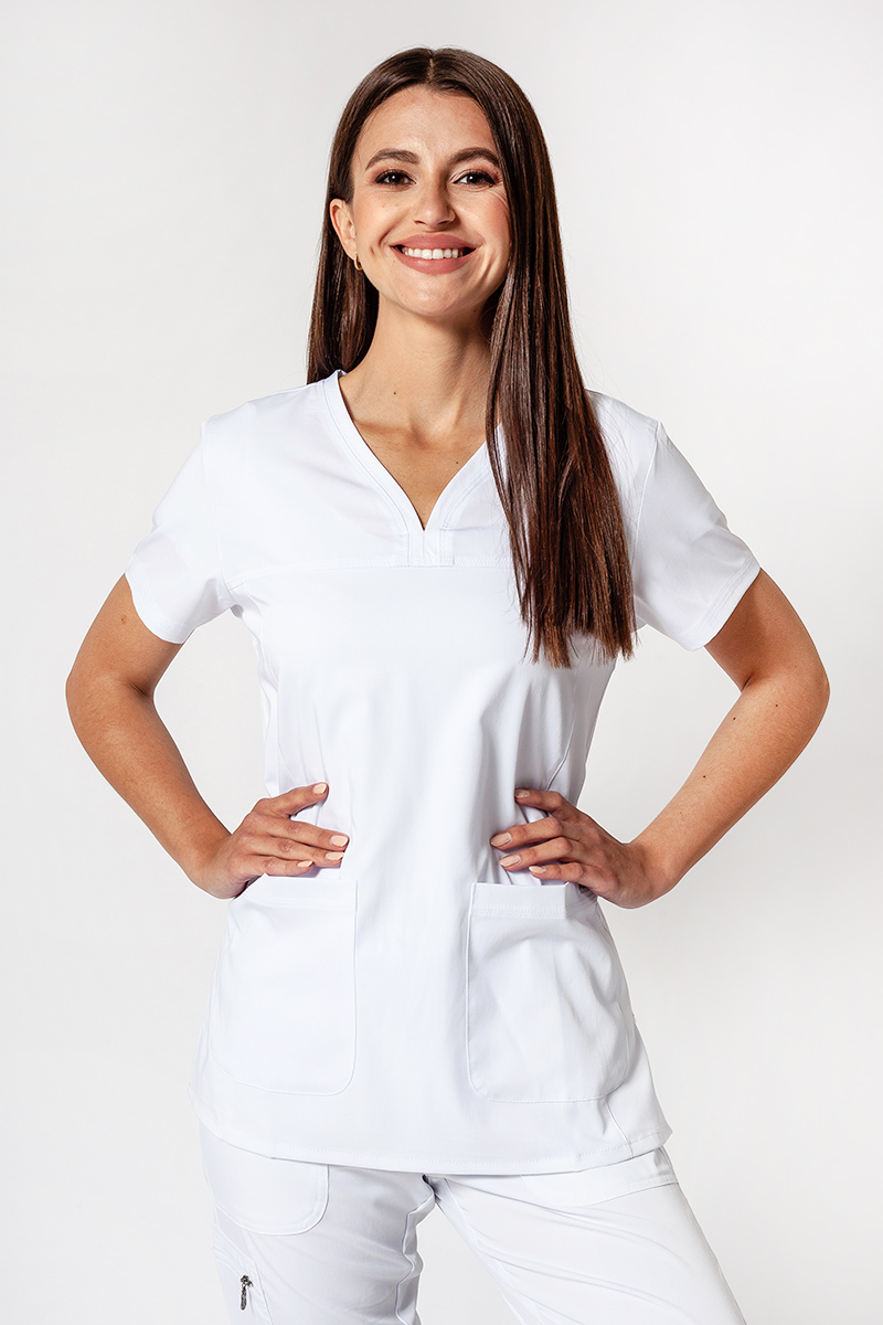 Adar Uniforms scrubs set Ultimate (with Sweetheart top – elastic) white-2