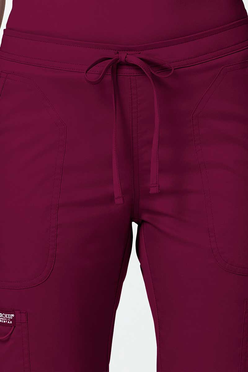 Women's Cherokee Revolution Flare Leg scrub trousers wine-2
