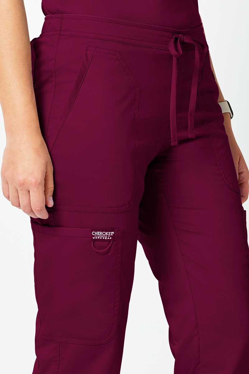 Women's Cherokee Revolution Flare Leg scrub trousers wine-3