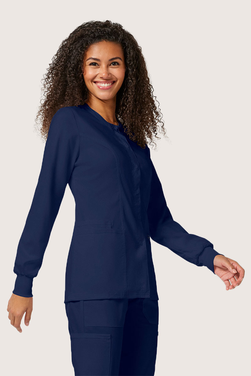 Women's Cherokee Revolution Snap scrub top navy-4