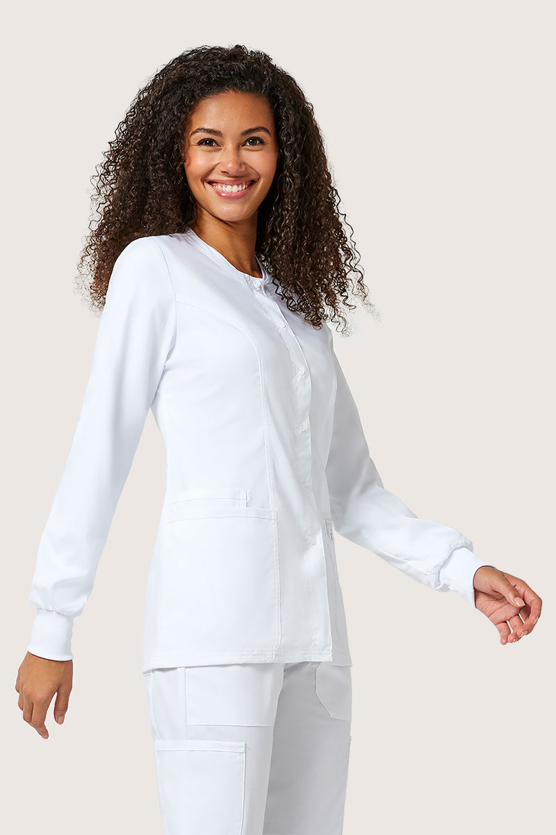 Women's Cherokee Revolution Snap scrub top white-2