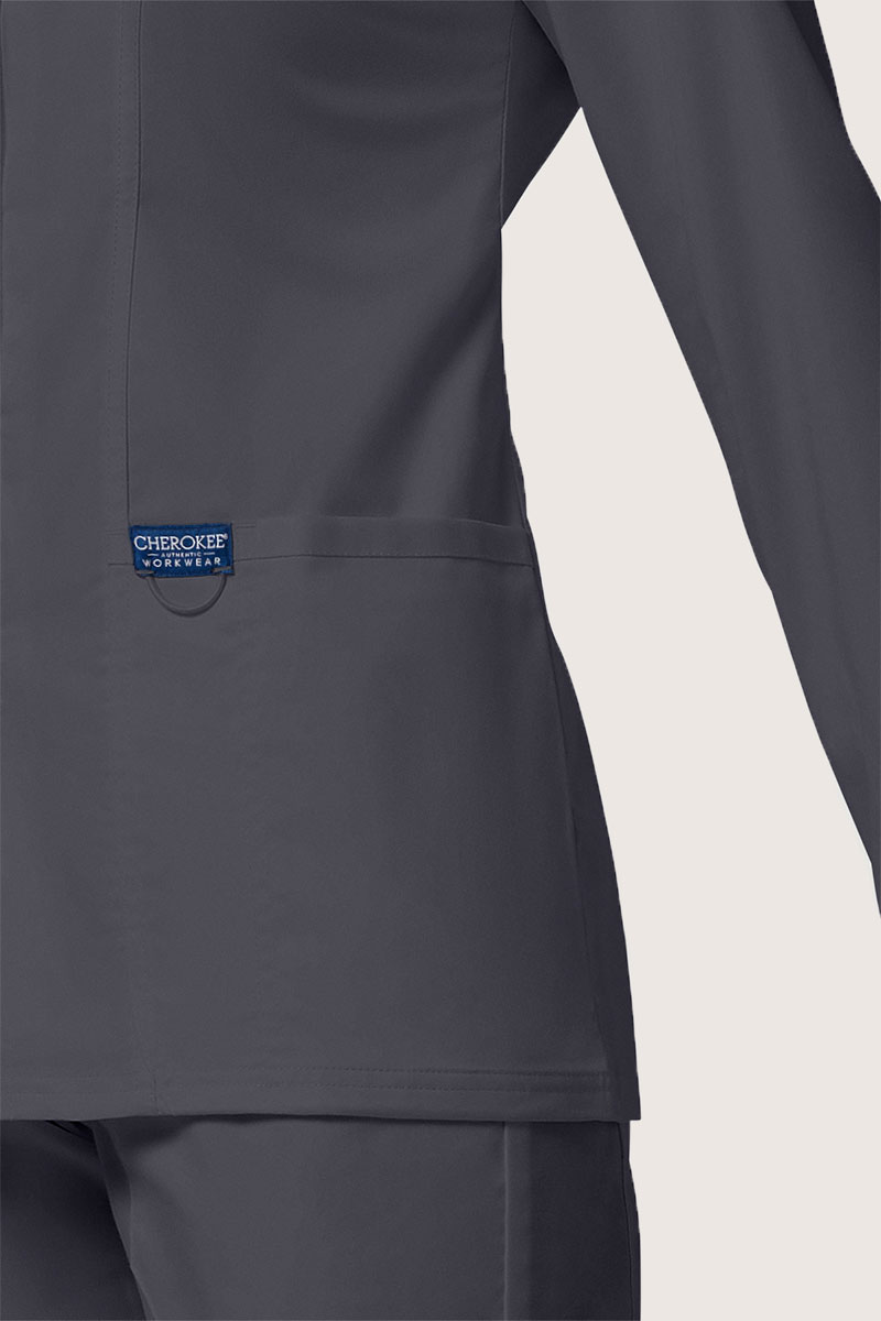 Women's Cherokee Revolution Snap scrub top pewter-6