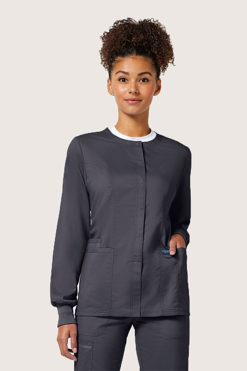 Women's Cherokee Revolution Snap scrub top pewter-3