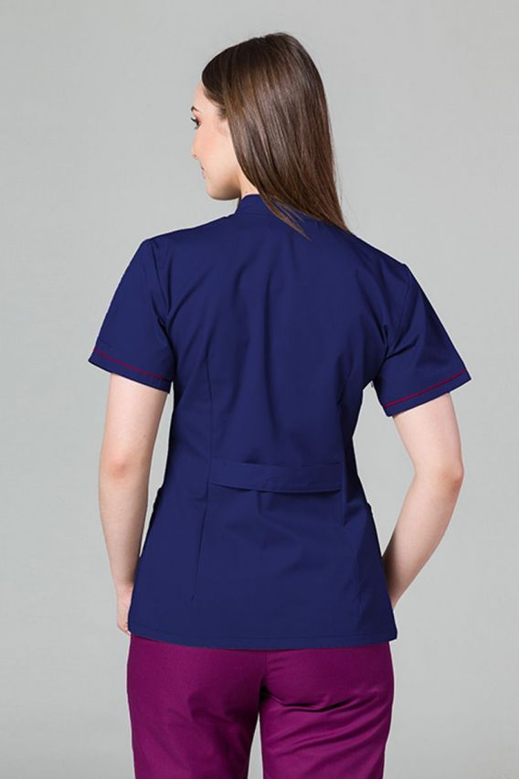 Żakiet ze stójką Sunrise Uniforms ciemny granat z malinową lamówką-2