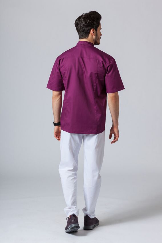 Men’s Sunrise Uniforms medical shirt with stand-up collar wine-3