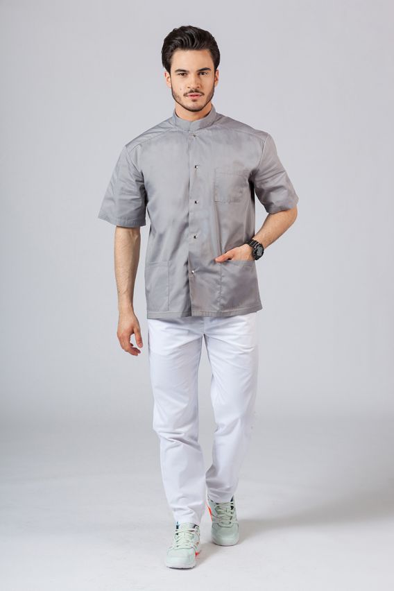 Men’s Sunrise Uniforms medical shirt with stand-up collar pewter-2