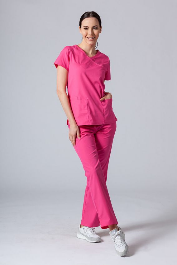 Women’s Maevn Red Panda Asymetric scrub top hot pink-2