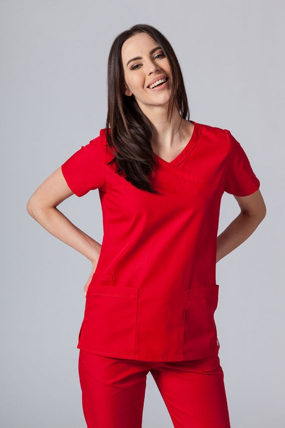 Women’s Maevn Red Panda Asymetric scrub top red-2