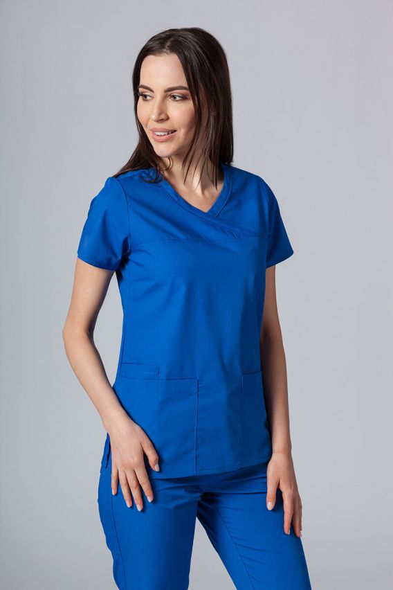 Women’s Maevn Red Panda Asymetric scrub top royal blue-2