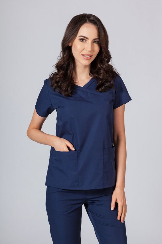 Women’s Maevn Red Panda Asymetric scrub top true navy-2