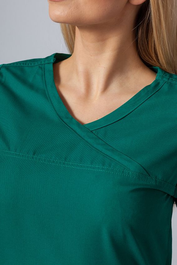 Women’s Maevn Red Panda Asymetric scrub top hunter green-3