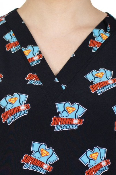 Women’s Maevn Prints scrub top Superhero-3