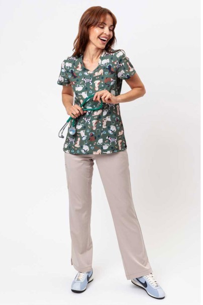 Women’s Maevn Prints scrub top Cuddly Checkup-2