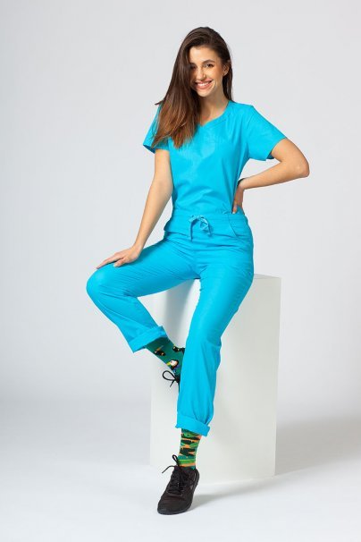 Women’s Maevn Red Panda Asymetric scrub top turquoise-2