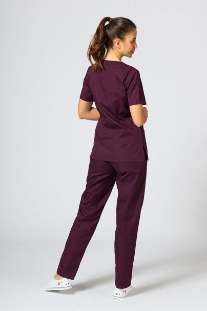 Women’s Sunrise Uniforms Basic Classic scrubs set (Light top, Regular trousers) burgundy-2
