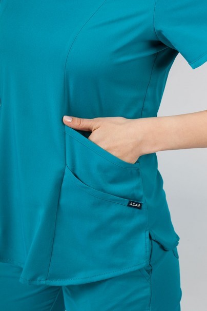 Adar Uniforms Yoga scrubs set (with Modern top – elastic) teal blue-6