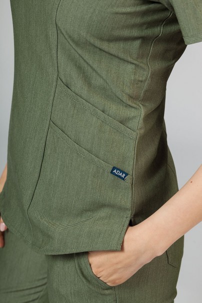 Adar Uniforms Yoga scrubs set (with Modern top – elastic) heather olive-5