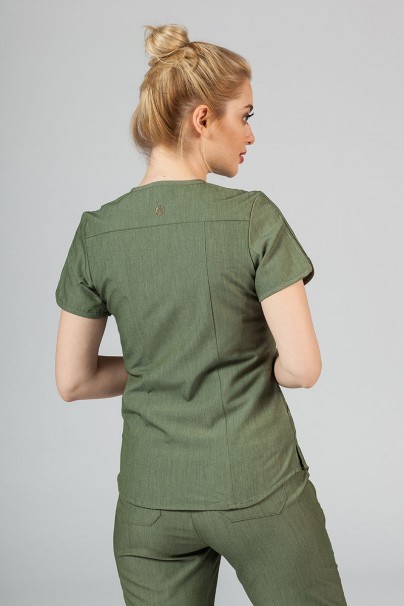 Adar Uniforms Yoga scrubs set (with Modern top – elastic) heather olive-3
