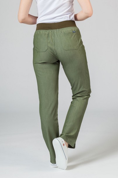 Adar Uniforms Yoga scrubs set (with Modern top – elastic) heather olive-9