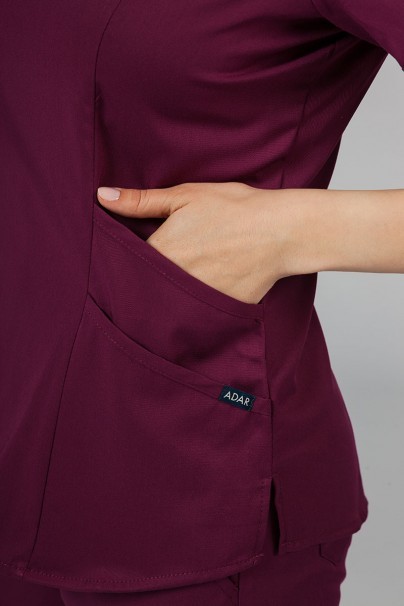Adar Uniforms Yoga scrubs set (with Modern top – elastic) wine-5