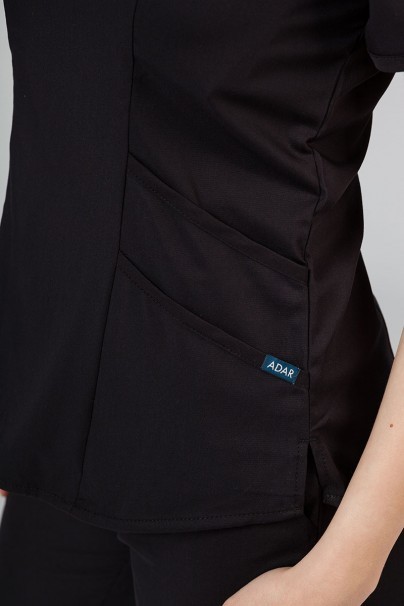 Adar Uniforms Yoga scrubs set (with Modern top – elastic) black-7