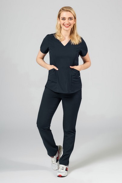 Adar Uniforms Yoga scrubs set (with Modern top – elastic) navy-2