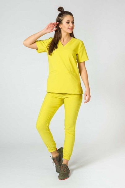 Women's Sunrise Uniforms Premium scrubs set (Joy top, Chill trousers) yellow-3