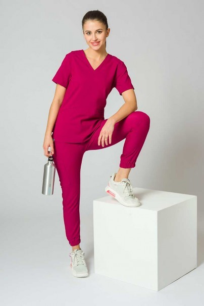 Women's Sunrise Uniforms Premium scrubs set (Joy top, Chill trousers) plum-1