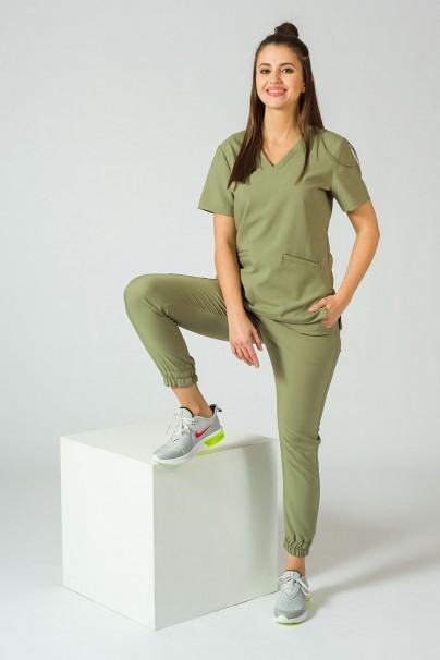 Women's Sunrise Uniforms Premium scrubs set (Joy top, Chill trousers) olive-2