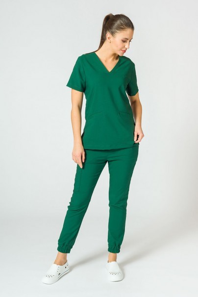 Women's Sunrise Uniforms Premium scrubs set (Joy top, Chill trousers) bottle green-2