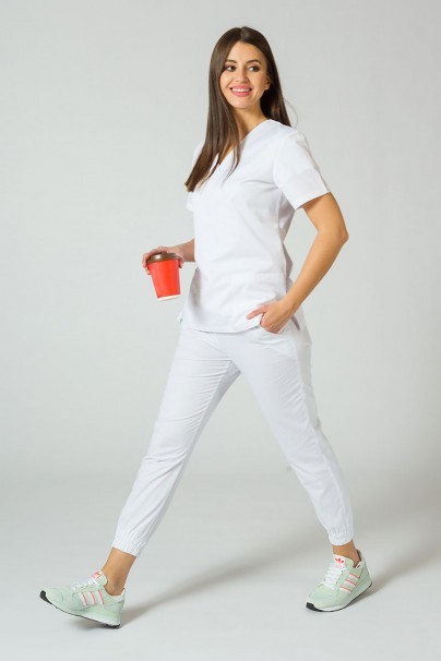 Women's Sunrise Uniforms Basic Jogger scrubs set (Light top, Easy trousers) white-2