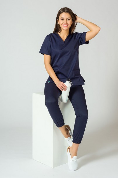 Women's Sunrise Uniforms Basic Jogger scrubs set (Light top, Easy trousers) navy-1