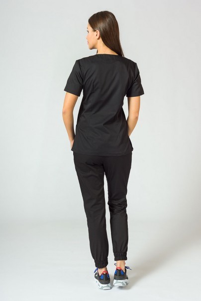 Women's Sunrise Uniforms Basic Jogger scrubs set (Light top, Easy trousers) black-2